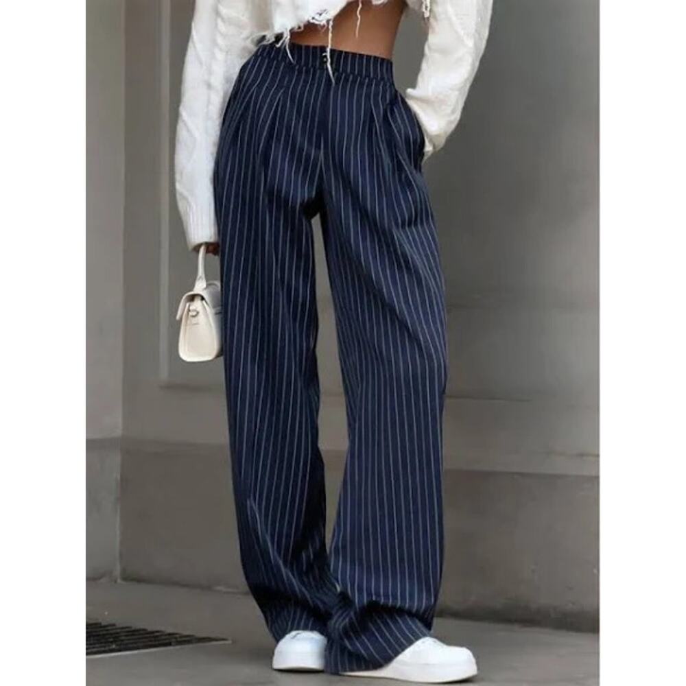Commense Navy Pinstripe Trouser Dress Pants
